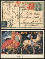 GERMANY 5Pf. Postal Card Illustrated On Back + Additional Postage (total 35Pf.) - Otros & Sin Clasificación