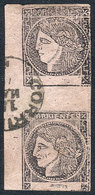 ARGENTINA GJ.9, Rose Lilac, Vertical Pair Formed By Type 4 And 8, With Corriente - Corrientes (1856-1880)