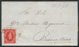 ARGENTINA GJ.26, 5th Printing, Very Worn Impression, Entire Letter Franked With - Used Stamps