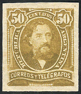 ARGENTINA GJ.113, 1889 50c. Mitre, PROOF Printed On Thin Paper, Lemon Yellow, Un - Other & Unclassified