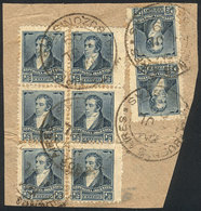 ARGENTINA GJ.174, Rivadavia ½c. Blue, 8 Examples On A Fragment Used In Buenos Ai - Autres & Non Classés