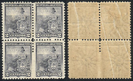 ARGENTINA GJ.219, 2c. Liberty, Block Of 4 With Variety, Bottom Pair IMPERFORATE - Autres & Non Classés