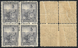 ARGENTINA GJ.219, 2c. Liberty, Block Of 4 With Variety, Bottom Pair IMPERFORATE - Other & Unclassified