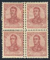 ARGENTINA GJ.286, 1908 30c. San Martín In Oval, Block Of 4 With DOUBLE VERTICAL - Autres & Non Classés