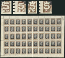 ARGENTINA "GJ.316 + 316a + 316b + 316c + 316d, 1911 Sarmiento, Complete Sheet Of - Autres & Non Classés