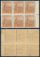 ARGENTINA GJ.329, Block Of 6 Stamps With Variety: DOUBLE VERTICAL PERFORATION, E - Other & Unclassified