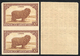 ARGENTINA GJ.757, 30c. Sheep, PROOF In The Issued Color, Imperforate Pair Printe - Otros & Sin Clasificación