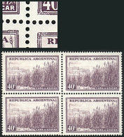 ARGENTINA GJ.768A, 40c. Sugar Cane, Block Of 4 Printed On Thin Chalky Paper, 3 S - Autres & Non Classés