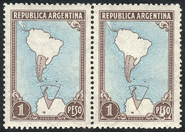 ARGENTINA "GJ.880, 1P. Map With Antarctica, Pair, Both With Variety: ""ROUGH SEA - Altri & Non Classificati