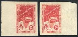 ARGENTINA GJ.944P + 945P, 1947 First Antarctic Post 20c. With And Without Waterm - Otros & Sin Clasificación