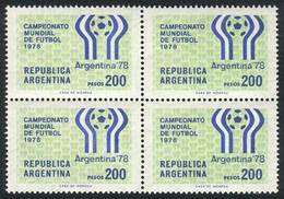 ARGENTINA GJ.1788N, 1977 200P. Football World Cup, Block Of 4 Printed On UV Neut - Andere & Zonder Classificatie