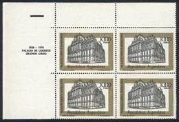 ARGENTINA GJ.1795N, 1977 1000P. Post Office, Block Of 4 Printed On UV NEUTRAL PA - Autres & Non Classés