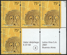 ARGENTINA GJ.3093bCO2, 2000/8 75c. Aboriginal Cultures, Block Of 4 Stamps And 2 - Andere & Zonder Classificatie