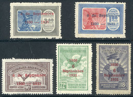 ARGENTINA GJ.715/719, 1931 Revolution Of 6 September, Complete Set Of 5 Values, - Aéreo