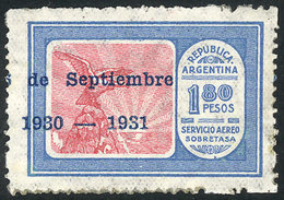 ARGENTINA GJ.718, With VARIETY: Very Shifted Overprint, Partially Outside The St - Poste Aérienne