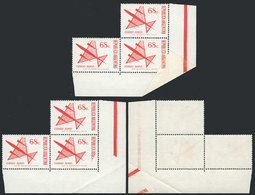 ARGENTINA GJ.1575, 1971 68c. Stylized Airplane, Block Of 3, The Corner Example I - Poste Aérienne