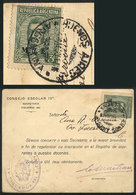 ARGENTINA GJ.507, 3c. San Martín With M.J.I. Ovpt, Franking ALONE A Card Used In - Service