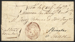 ARGENTINA "Folded Cover Used In 1850s (genuine), With A FORGED Pre-stamp Mark "" - Other & Unclassified