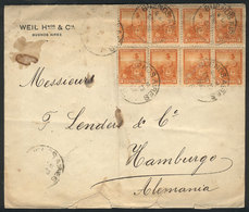 ARGENTINA Cover Sent To Germany On 20/JA/1902 Franked With 24c. (2 Strips Of 4 O - Other & Unclassified