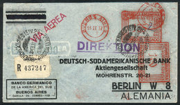 ARGENTINA Registered Airmail Cover Sent To Germany On 13/FE/1937, With Nice Mete - Other & Unclassified