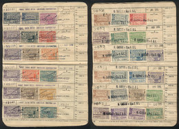 ARGENTINA PREVISIÓN SOCIAL: 269 Stamps In 2 Workers' Books, Varied Values (appar - Other & Unclassified