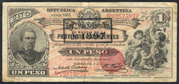 ARGENTINA Banknote Of 1P. Overprinted In The Year 1897, VF Quality! - Ohne Zuordnung