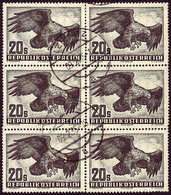 AUSTRIA Sc.C60, 1950/3 20S. Golden Eagle, Beautiful Used Block Of 6, Very Fine Q - Andere & Zonder Classificatie