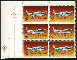 BRAZIL Sc.1143, 1969 Aviation, Corner Block Of 6, Excellent! - Sonstige & Ohne Zuordnung