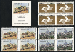 BRAZIL Sc.1176/8 In Blocks Of 4 + Souvenir Sheet 1179, Lubrapex 70 Exposition, C - Other & Unclassified