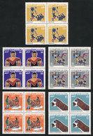 BRAZIL Sc.1234/8, 1972 Art, Folklore, Complete Set Of 5 Values In Blocks Of 4, V - Sonstige & Ohne Zuordnung