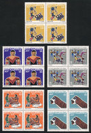 BRAZIL Sc.1234/8, 1972 Art, Folklore, Complete Set Of 5 Values In Blocks Of 4, V - Other & Unclassified