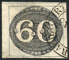 BRAZIL Sc.2, 1843 60r. Black, Used, Thinned On Back, Very Good Front, Low Start! - Autres & Non Classés
