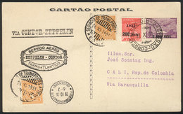 BRAZIL Card With Mixed Postage Brazil-Colombia Sent From Rio To Colombia On 22/O - Other & Unclassified