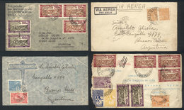 BRAZIL 4 Airmail Covers With Nice Frankings Sent To Argentina In 1934/5, VF Qual - Sonstige & Ohne Zuordnung