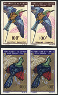 CONGO Sc.C47 + C51, 1967 Birds, 2 Values Of The Set In IMPERFORATE PAIRS, Excell - Autres & Non Classés