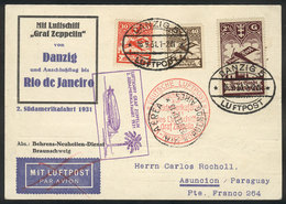 DANZIG 16/SE/1931 Danzig - PARAGUAY: Card Flown By Zeppelin, Special Handstamps - Sonstige & Ohne Zuordnung