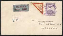 SPAIN Cover Flown From Madrid To Barcelona On 15/MAY/1930, Franked With 50c. Rai - Other & Unclassified