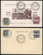 SPAIN 2 Cards Of The Philatelic Expo And Philatelic Congress Of Barcelona, With - Other & Unclassified