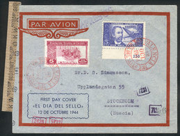 SPAIN Airmail Cover Sent From Valencia To Sweden On 12/OC/1944, Franked By Yvert - Altri & Non Classificati