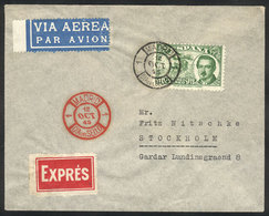 SPAIN FDC Cover Of 12/OC/1945 (Stamp Day) Sent By Airmail To Sweden, Excellent Q - Altri & Non Classificati