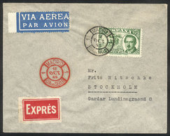 SPAIN FDC Cover Of 12/OC/1945 (Stamp Day) Sent By Airmail To Sweden, Excellent Q - Sonstige & Ohne Zuordnung