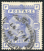 GREAT BRITAIN Sc.109, 1884 10sh. Ultramarine, Used, Very Nice Example, Catalogue - Sonstige & Ohne Zuordnung