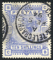 GREAT BRITAIN Sc.109, 1884 10sh. Ultramarine, Used, Handsome Example! - Other & Unclassified