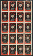 ISRAEL FIGHT AGAINST TUBERCULOSIS: 1970 Issue, Complete Sheet Of 20 Cinderellas, - Otros & Sin Clasificación