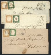 ITALY 3 Folded Covers Used In 1863, Franked With Stamps Of 5c. + 10c. Of Sardini - Ohne Zuordnung