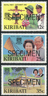 KIRIBATI Sc.414/6, 1982 Royal Visit, Cpl. Set Of 3 Values With SPECIMEN Overprin - Kiribati (1979-...)