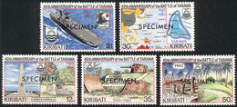 KIRIBATI Sc.431/5, 1983 Ships, Maps & War, Cpl. Set Of 5 Values With SPECIMEN Ov - Kiribati (1979-...)