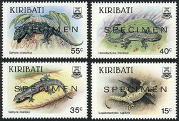 KIRIBATI Sc.480/3, 1986 Reptiles, Cpl. Set Of 4 Values With SPECIMEN Overprint, - Kiribati (1979-...)