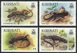 KIRIBATI Sc.491/4, 1987 Reptiles, Cpl. Set Of 4 Values With SPECIMEN Overprint, - Kiribati (1979-...)