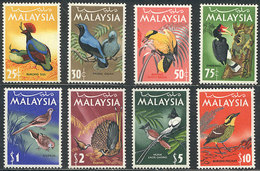 MALAYSIA Sc.20/27, 1965 Birds, Cpl. Set Of 8 MNH Values, VF Quality, Catalog Val - Malaysia (1964-...)